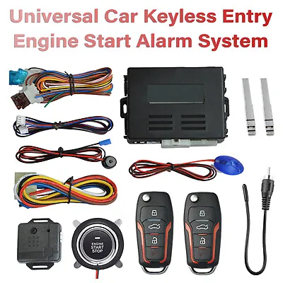 Keyless Entry Car Engine Start Alarm System Kit Push Button Remote Starter Stop • $54.89