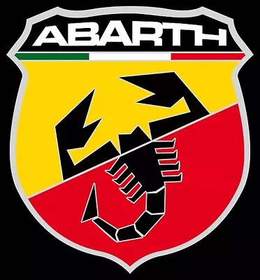 Car Sticker -Abarth Shield On Black - Set Of 2 - 150mm Square | Toolbox Outdoor • $9.50