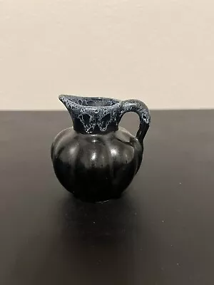 Signed Anna Van Briggle 4” Black Drip Glaze Creamer/pitcher • $32.99