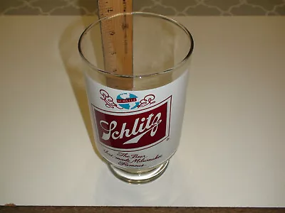 Vintage Schlitz 32 Oz. Pedestal Beer Glass The Beer That Made Milwaukee Famous • $16.92