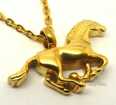 Horse Cremation Urn Ashes Necklace Keepsake Pendant 24k Gold Plated  • £29.99