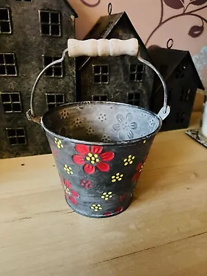 £3.50 • Buy Hand Painted Floral Bucket Planter / Storage, 10cms