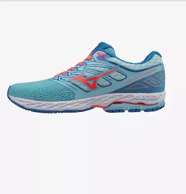 Women's Mizuno Blue Coral Wave Shadow Athletic Sneakers J1G017305 • $13.99