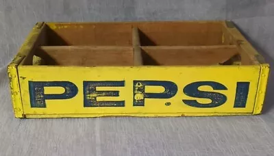 Vintage Pepsi Devided Wooden Crate Yellow And Blue • $31.99