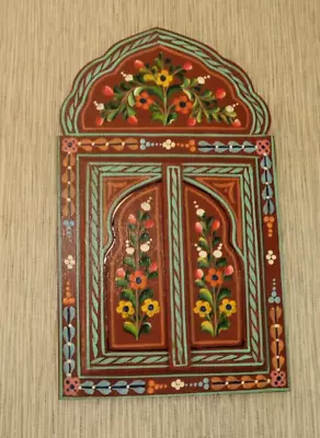 Beautifully Hand Painted Mirror With Doors 35 Cm X 20 Brown Made In Morocco • £16.99