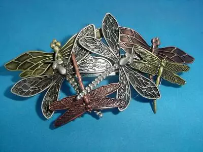 ** Beautiful Retro Colorful Dragonfly Metal Hair Barrette ** • $12.99