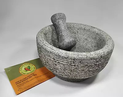 New Casa Maria Molcajete Large Natural Stone Mortar & Pestle 8.5  W Instructions • $39.99