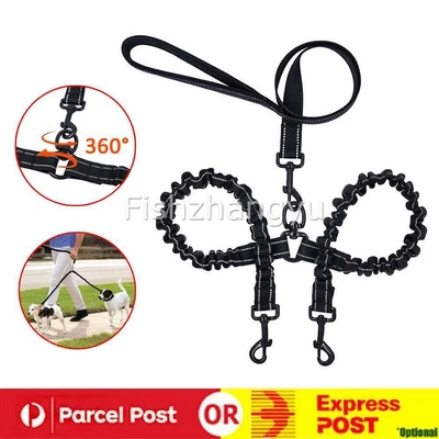 $13.99 • Buy Dog Lead Splitter 1 To 2 Double Leash Strong Coupler Two Way Elastic Au Stock