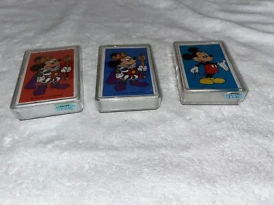 Lot Of 3 Vintage Disney Mickey Mouse King Mickey Playing Cards Deck Set 1 Is New • $12.95