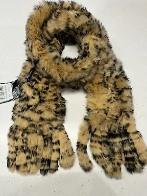 Codello Beige Brown Black Real Rabbit Fur Scarf Collar New • $16