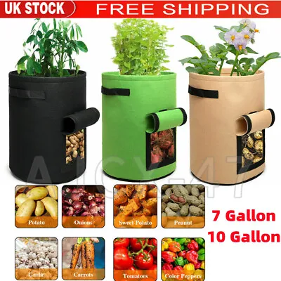 Plant Grow Bags Potato Fruit Vegetable Garden Planter Growing Bag 7/10 Gallon UK • £4.49