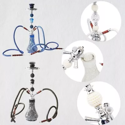 Black Blue 3 Hose Glass Shisha Hookah Handmade Traditional Gift Waterpipe Au • $99.98