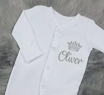 £8.95 • Buy Personalised Royal Baby Grow, Sleepsuit, Embroidered Custom Boy Or Girl Gift