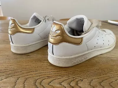 Size 36 / UK 3.5 - Adidas Stan Smith White And Gold • $12