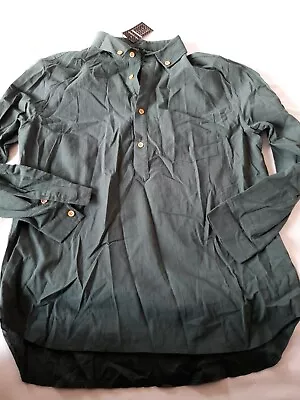 Two Sided Unisex Shirt. Green. Long Sleeve  Half Button.  Size Medium  • £19.98