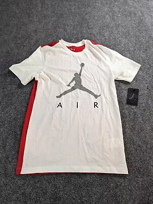  AIR JORDAN T-SHIRT Mens Small JORDAN JUMPAN LOGO White Red  NWT  • $20