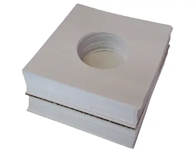100 7  White Paper Record Sleeves 45RPM Regular Weight Paper - FREE SHIP • $19.88