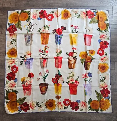 Vintage Authentic Gucci Large Square Silk Scarf Multi Potted Flowers • $85