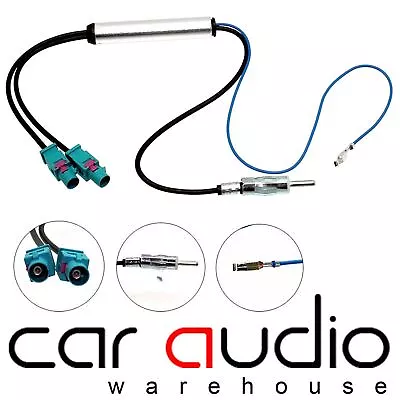 £13.99 • Buy VW Volkswagen Dual Twin Fakra Car Stereo Booster Aerial Antenna Adapter PC5-149