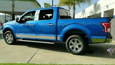 2015-2020 F-150 Crew Cab 5.5' Short Bed Chrome Rocker Panel Trim Stainless Steel • $233