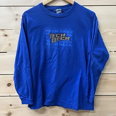 Vintage Tech Deck Skateboarding Long Sleeve T Shirt Sz L Rare Blue Tony Hawk  • $29.50