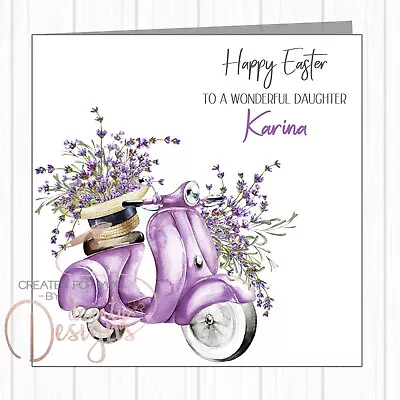 Personalised Easter Card - Scooter Lavender - MOD - Vespa Lambretta Daughter Mum • £3.25