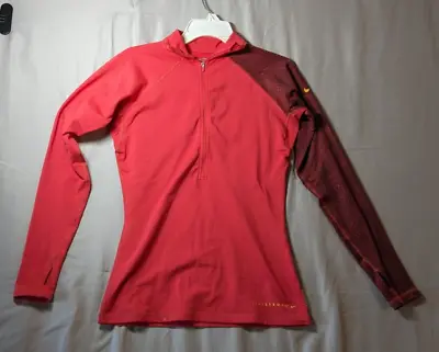 Nike Pro Livestrong Women's Size Medium Red 1/4 Zip Long-Sleeve Running Shirt • $14.99