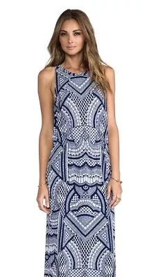 Tigerlily Goa Geo Maxi Dress Size 6 Blue White Sleeveless • $50