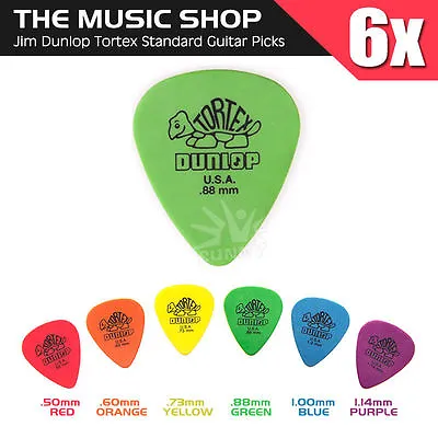 $5.55 • Buy 6 X AU Jim Dunlop Tortex Standard Mixed Gauges Guitar Picks Plectrums Starter
