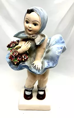 Vintage CAPODIMONTE Porcelain Figurine Girl With Wind Swept Skirt • $59