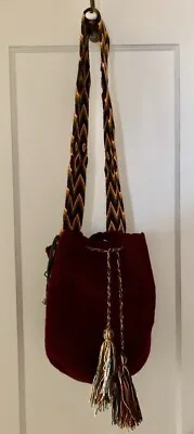 Wayuu Bag Authentic Mochila Colombian Handmade Artisanal Crochet Burgundy Multi • $48