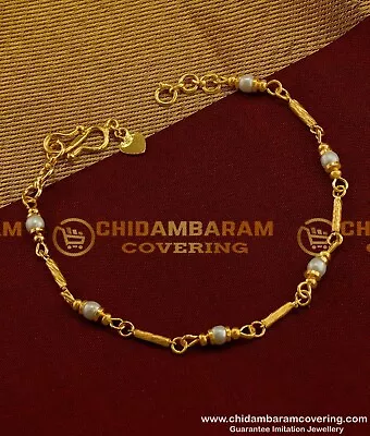 22 Ct 1 Gram Gold Plated 7 Inch Pearl Bracelet Indian/pakistani Jewelry • £12.99