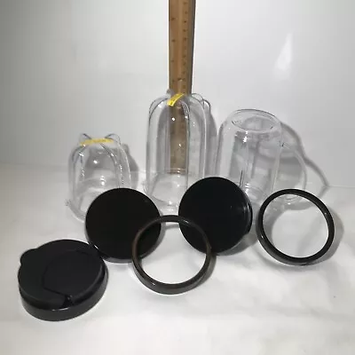 Magic Bullet Model MB -WL076-23 Replacement 3Cups 2 Lids 2 Rings &drink Lid • $16