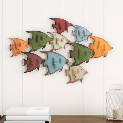 School Of Fish Wall Art- Nautical 3D Metal Hanging Décor-Vintage Coastal Seaside • $35.99