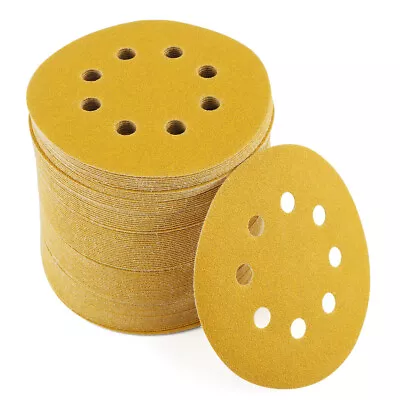 100PCS 5  Inch Hook Loop Sanding Discs 60 80 120 150 180 220 320 Grit Sandpaper • $15.59