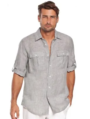 Island Company Men's Linen Pilot Shirt Color: Patrol RETAILS $145.00 • $29.96