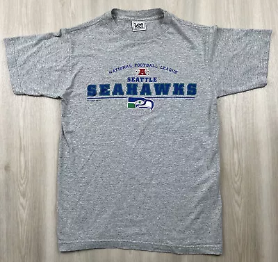 Vintage 90s Seattle Seahawks Lee Sport Gray T Shirt Size Small NFL AFC • $19.96