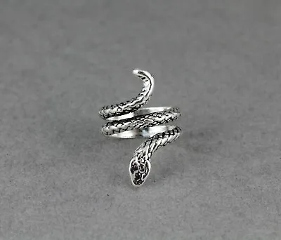 Silver Snake Ring Asp Cleopatra Toga Wrap Serpent Adjustable Medusa Statement • $9.99