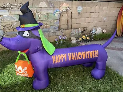 Gemmy 6.5' Halloween Inflatable Airblown Happy Hallowiener Dog Dachshund • $55