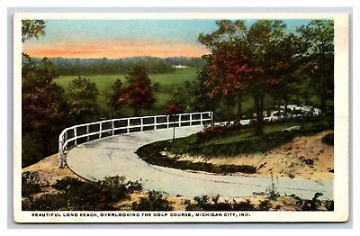 Long Beach Overlooking Golf Course Michigan City Indiana IN UNP WB Postcard E19 • $2.95