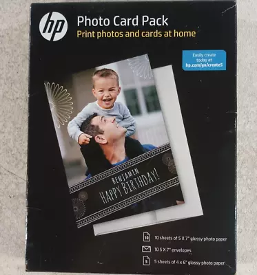 HP Photo Card Pack 10 Sheets 5x7 With Envelopes 5 Sheets 4x6 Glossy Photo Paper • $3.94