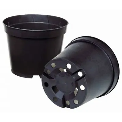 10 X 2 Litre Round Black Plastic Plant Pot Flower Pots Hydroponics • £6.99