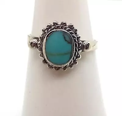 Art Deco 925  Sterling Silver Turquoise Size 7 Ring Women's Jewelry • $19.95