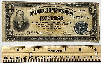 $117.44 • Buy Rare 1944 Wwii Philippines Victory Peso Treasury Banknote Bill Paper Money