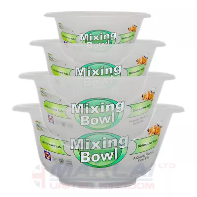 £7.99 • Buy Clear Plastic Round MIXING BOWL Salad Serving Set Baking Kitchen Stirring Bowls