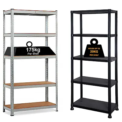 5 Tier Racking Shelf Heavy Duty Garage Shelving Storage Shelves Unit Organiser • £22.85