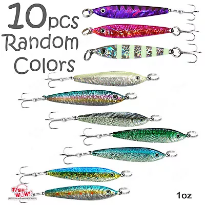 10pcs Fishing 1oz Trolling Mega Live Metal Bait Jig Luna Random Mix Colors NEW • $30.49