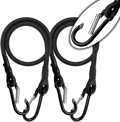2 Pack 80 Inch Heavy Duty Stretchable Bungee Cords With Carabiner Hooks • $11.99