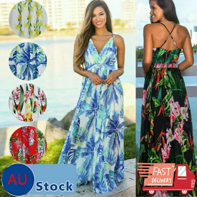 $7.94 • Buy Women Summer Boho Long Maxi Dress Ladies Cocktail Party Evening Beach Sundress