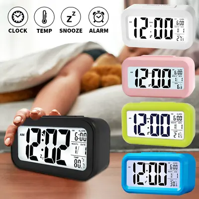 Digital Bedside LED Snooze Alarm Clock Time Temperature Day/Night Desktop Clock • $10.36